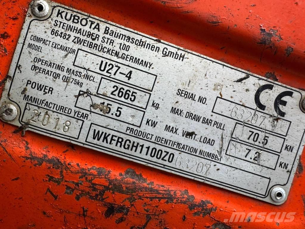Kubota U 27-4 Mini kotrók < 7t