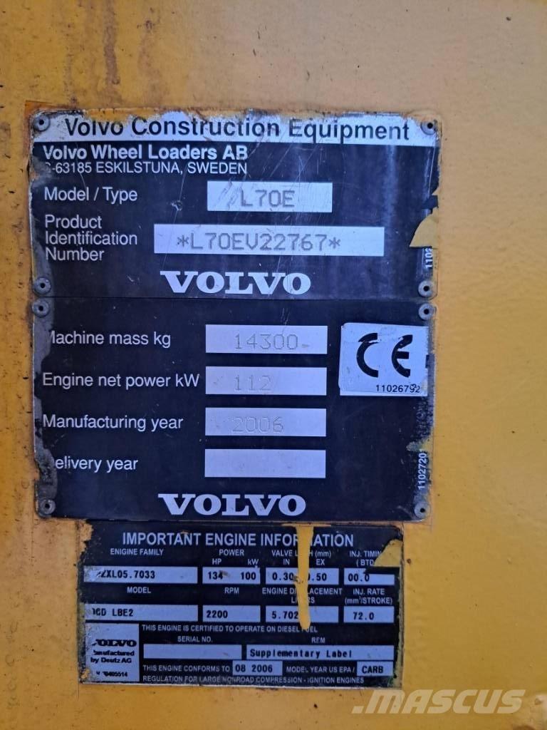 Volvo L 70 E Gumikerekes homlokrakodók