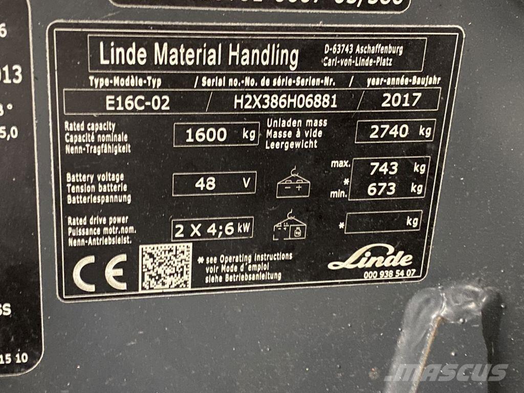 Linde E16C-02 Elektromos targoncák