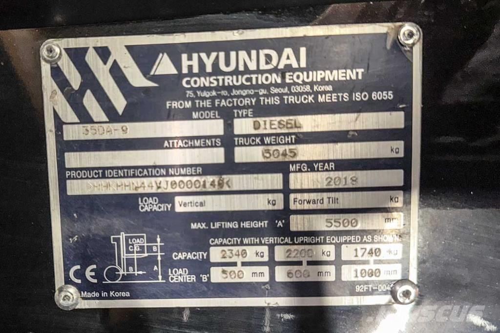 Hyundai 35 DA-9 Dízel targoncák