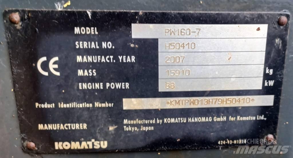 Komatsu PW 160-7 Gumikerekes kotrók