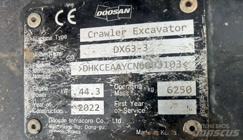Doosan DX 63-3 Lánctalpas kotrók