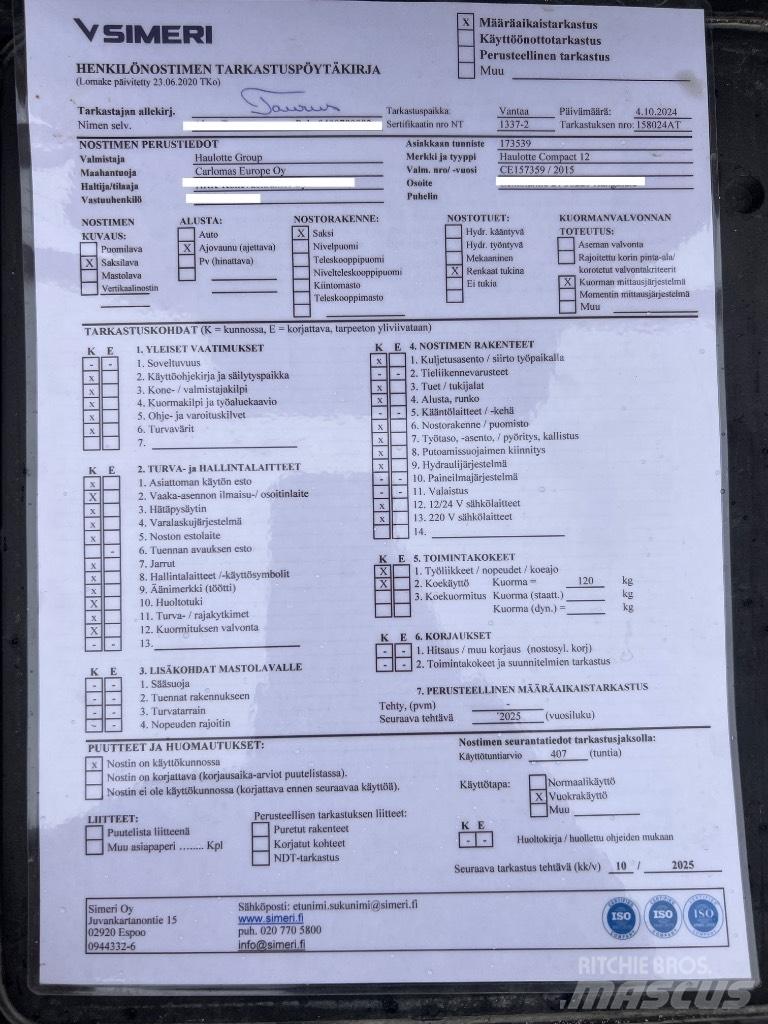 Haulotte Compact 12 Ollós emelők
