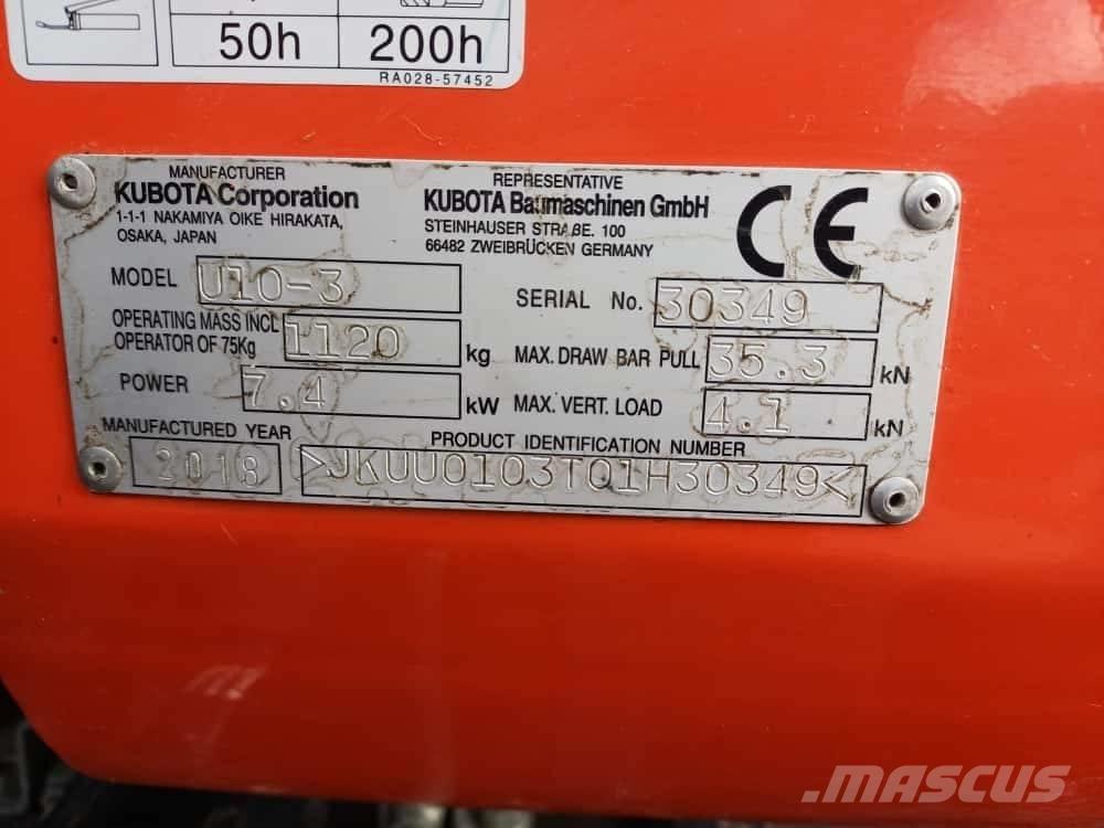 Kubota U 10-3 Mini kotrók < 7t