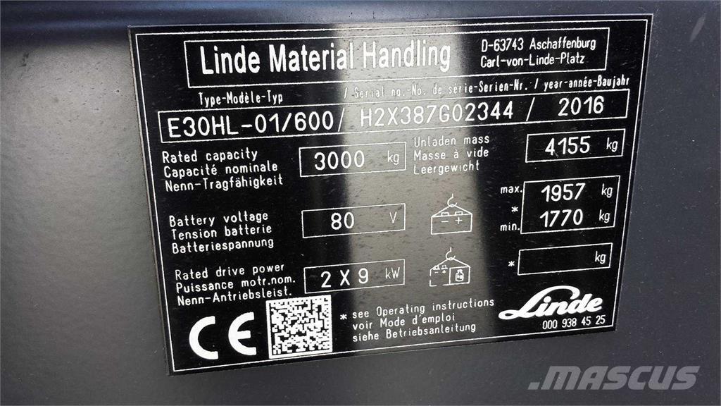 Linde E30/600HL Elektromos targoncák