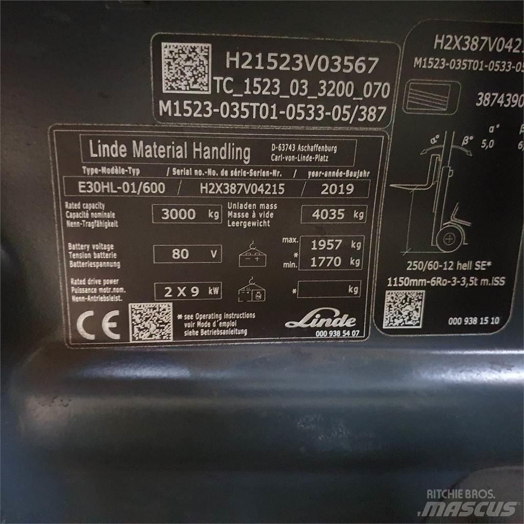 Linde E30/600HL Elektromos targoncák