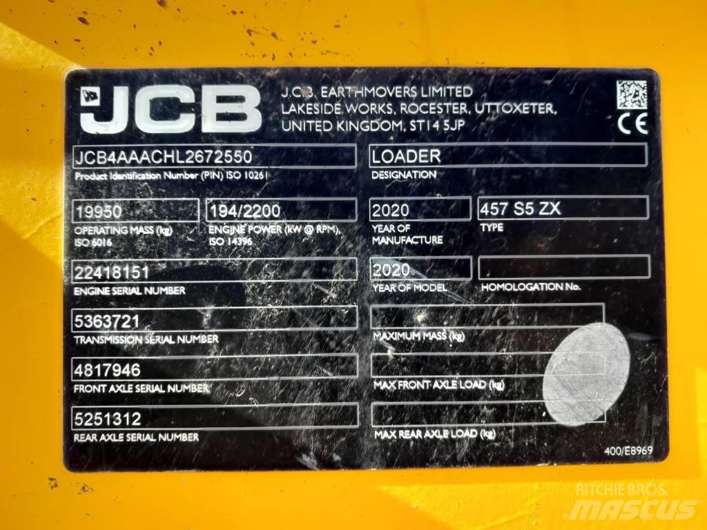 JCB 457 ZX Gumikerekes homlokrakodók