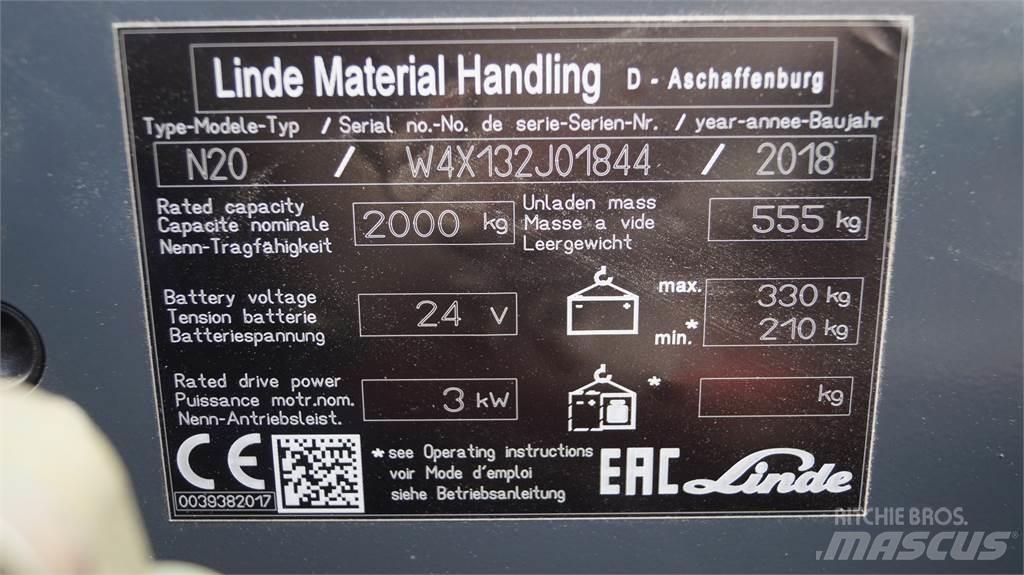 Linde N20 kurz Komissiózó alacsony emelésű targonca