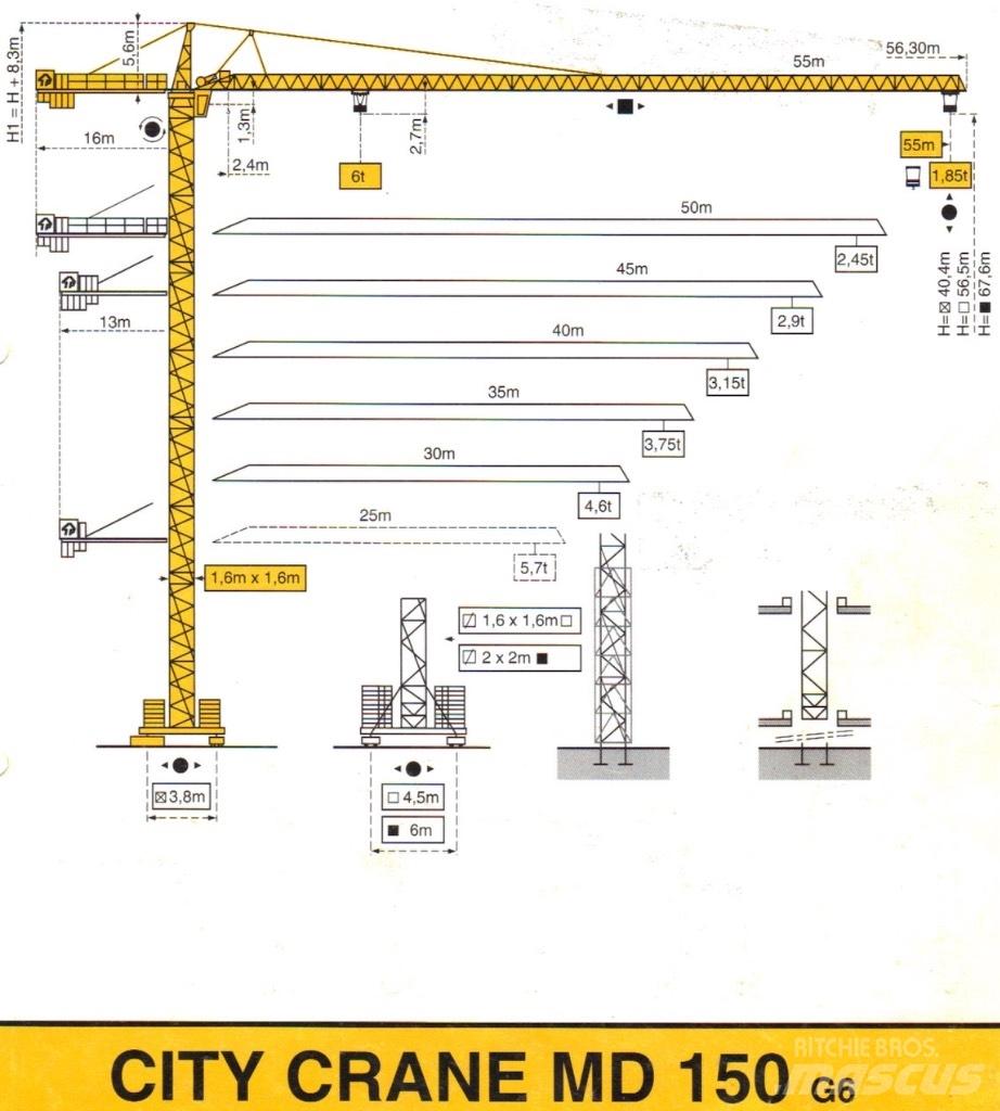 Potain MD 150 Torony daruk