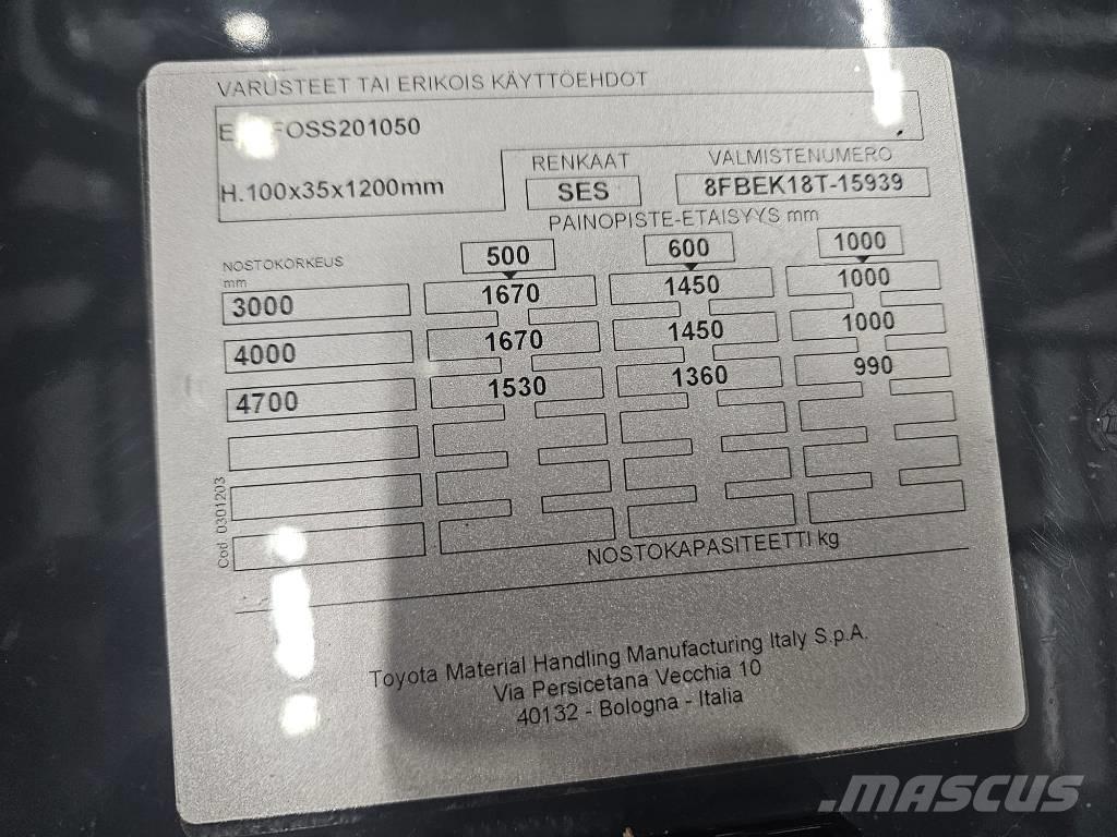 Toyota 8 FBEK 18 T Elektromos targoncák