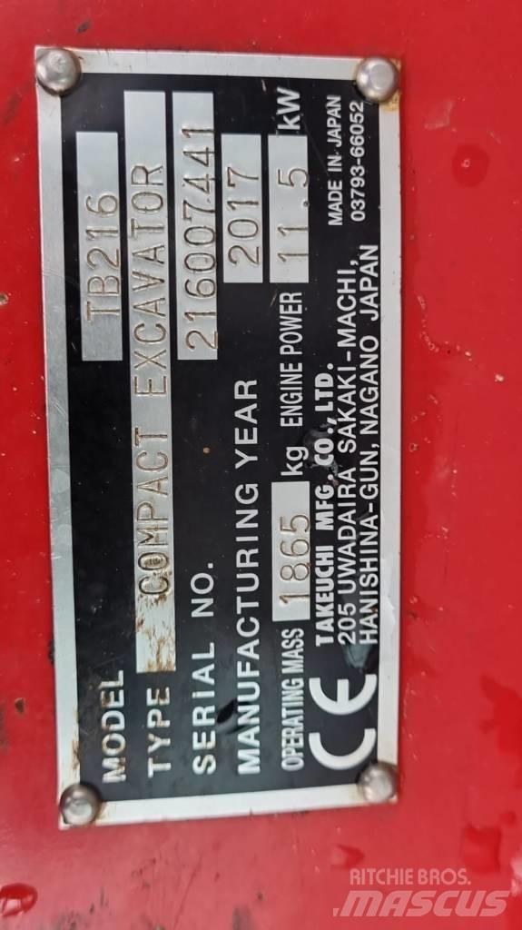 Takeuchi TB216 V4 Mini kotrók < 7t