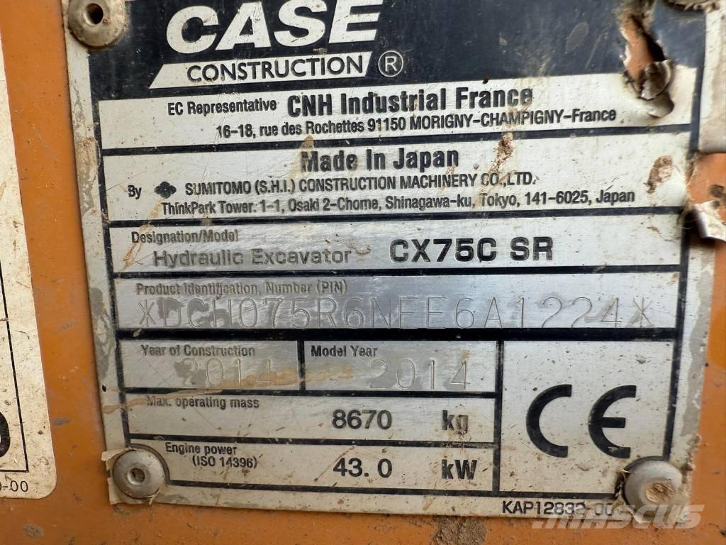 CASE CX 75 C SR Közepes (midi) kotrók 7 t - 12 t
