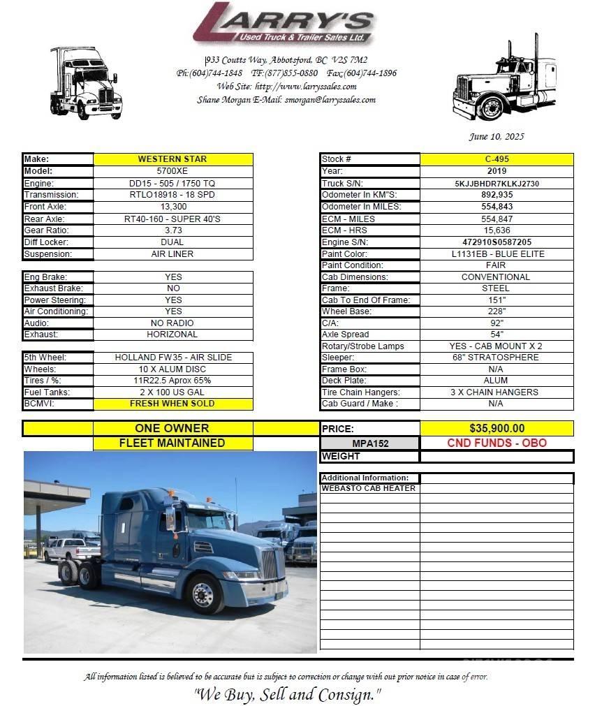 Western Star 5700 XE Nyergesvontatók