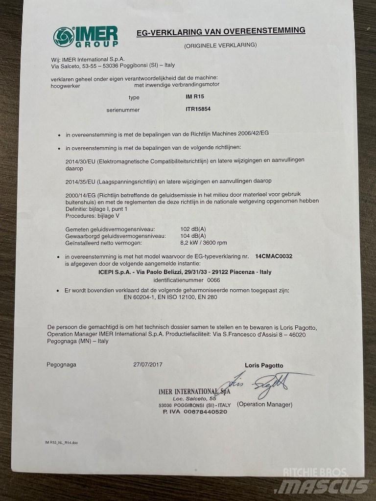 Imer IMR 15B Karos emelők