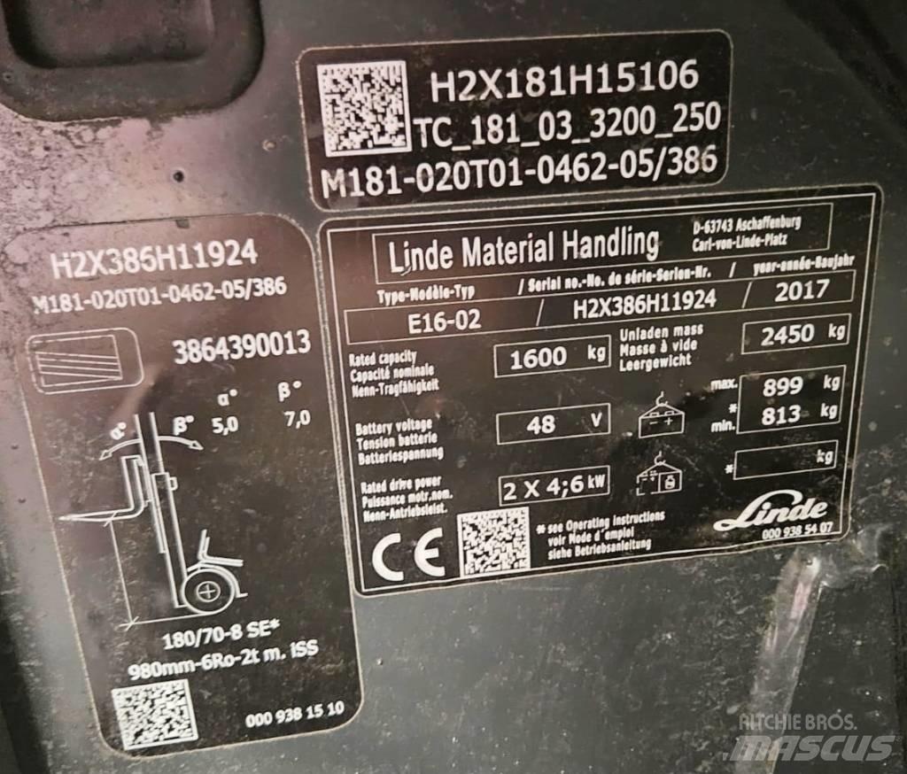 Linde E16-02 Elektromos targoncák