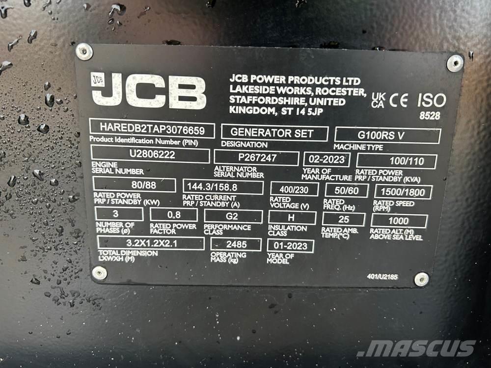 JCB G100RS Dízel áramfejlesztők