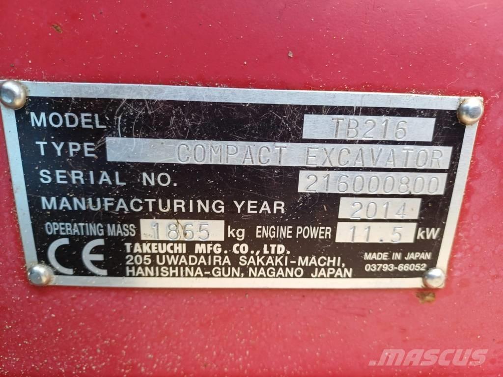 Takeuchi TB 216 Mini kotrók < 7t