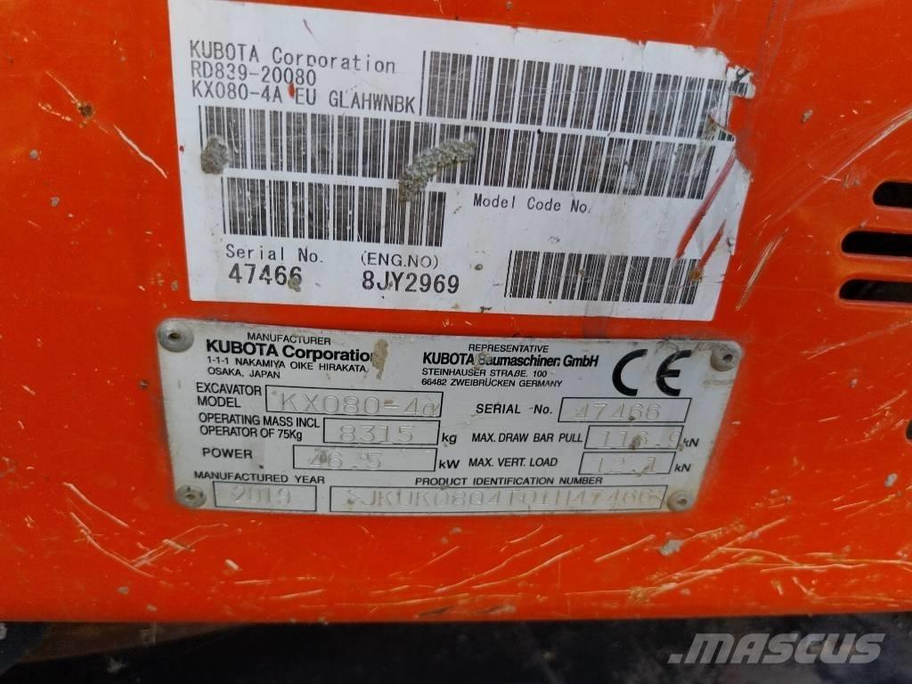 Kubota KX 080-4 Közepes (midi) kotrók 7 t - 12 t