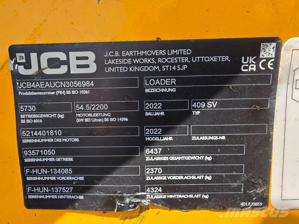 JCB 409SV Gumikerekes homlokrakodók