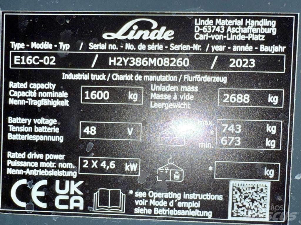 Linde E16C/386-02 Elektromos targoncák