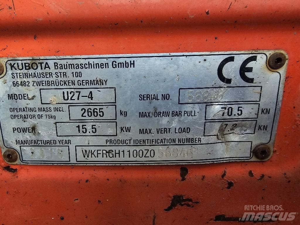 Kubota U 27-4 Mini kotrók < 7t