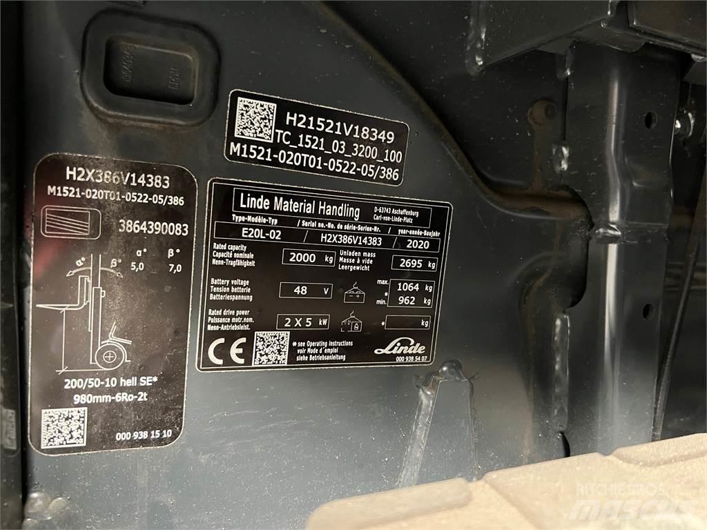 Linde E20L-02 Elektromos targoncák