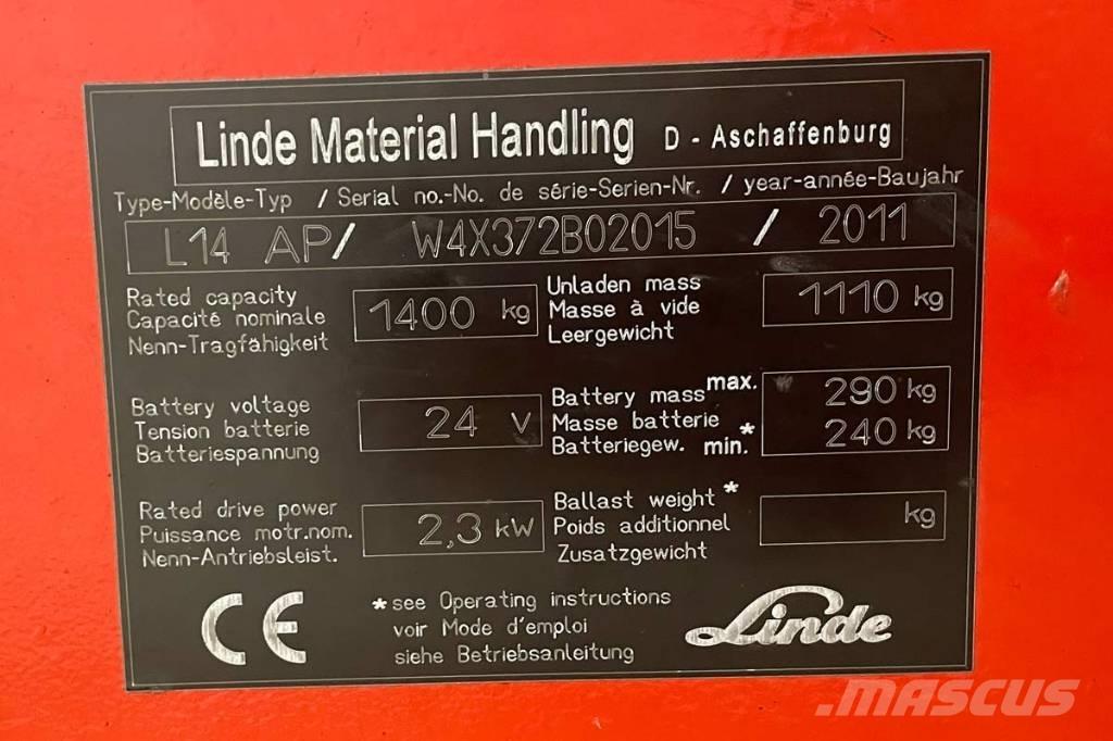 Linde L 14 Elektromos gyalogkíséretű targoncák