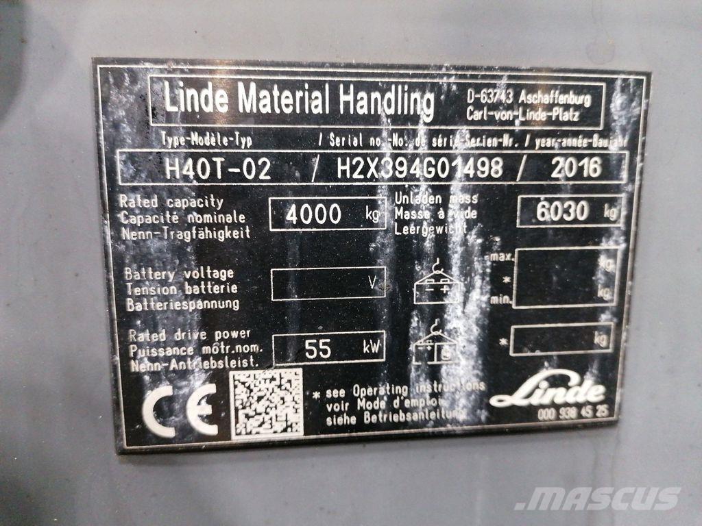 Linde H40T-02 Gázüzemű targoncák