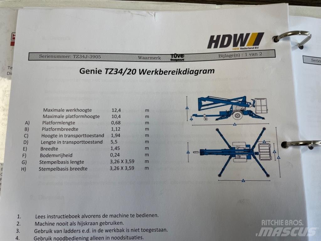 Genie TZ 34/20 Pótkocsira szerelt emelők és állványok