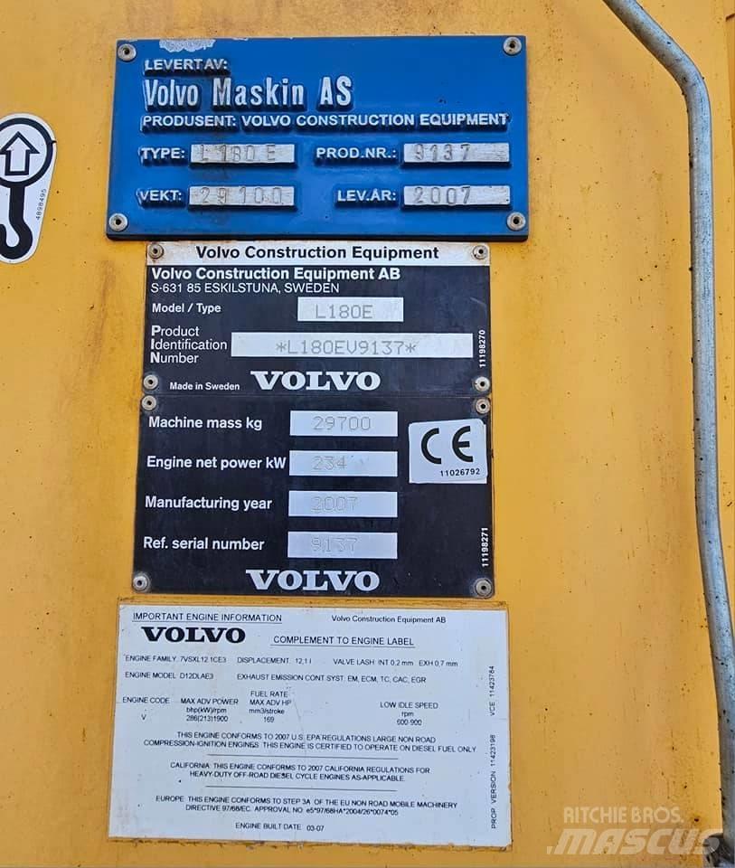 Volvo L 180 E Gumikerekes homlokrakodók
