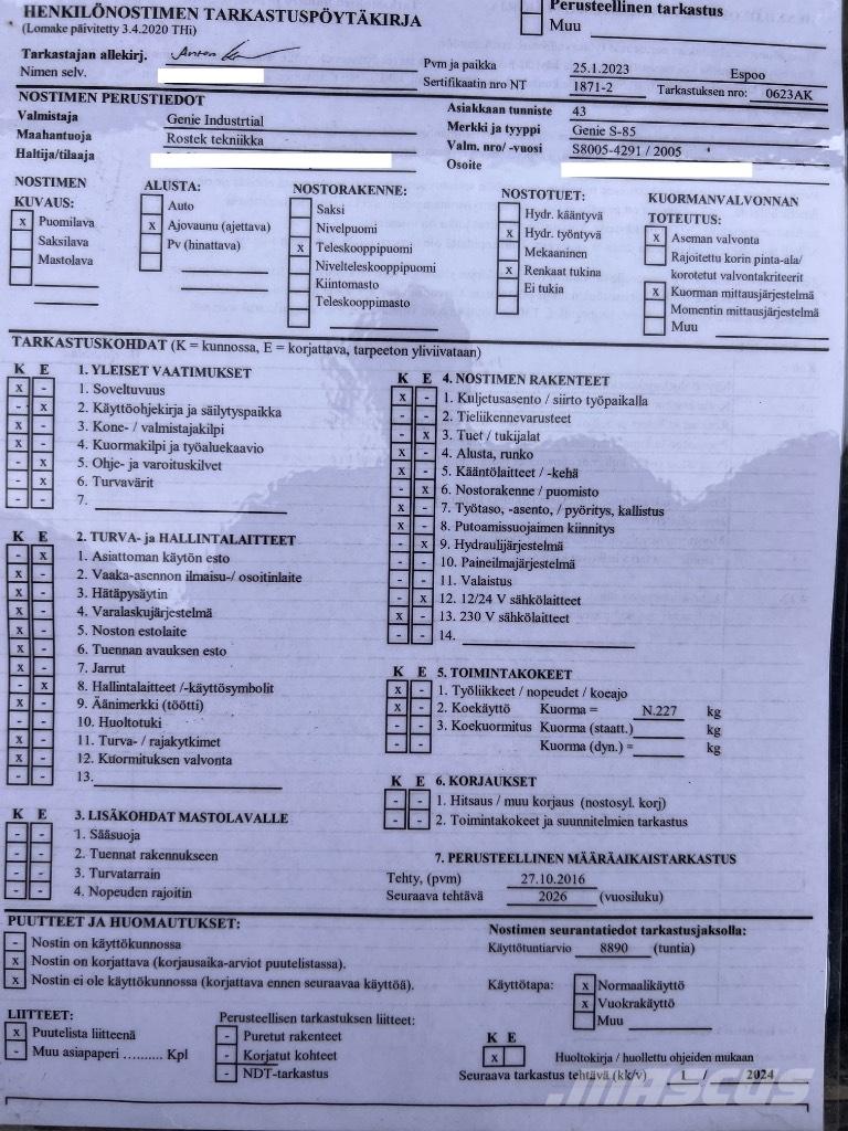 Genie S 85 Karos emelők