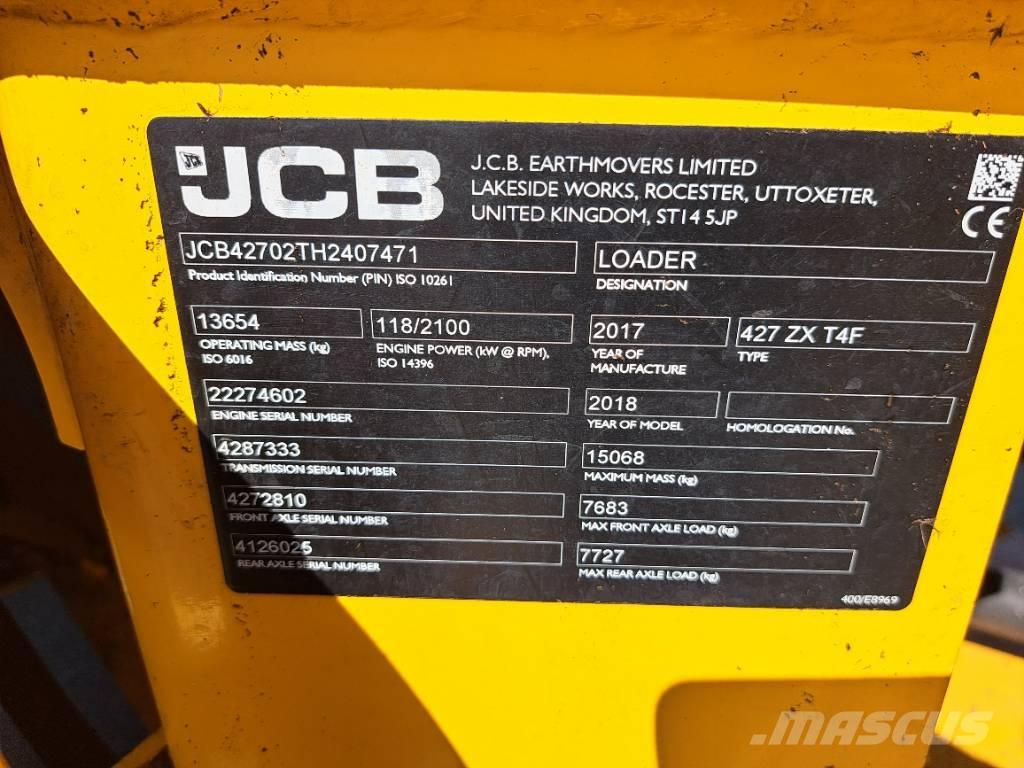 JCB 427 ZX Gumikerekes homlokrakodók