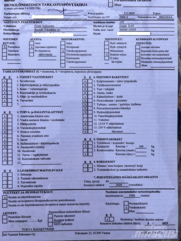Genie s 65 Karos emelők