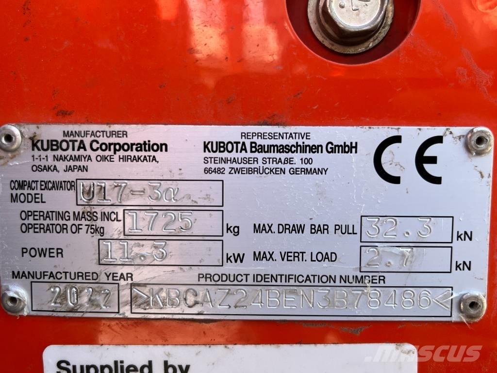 Kubota U 17-3 Mini kotrók < 7t