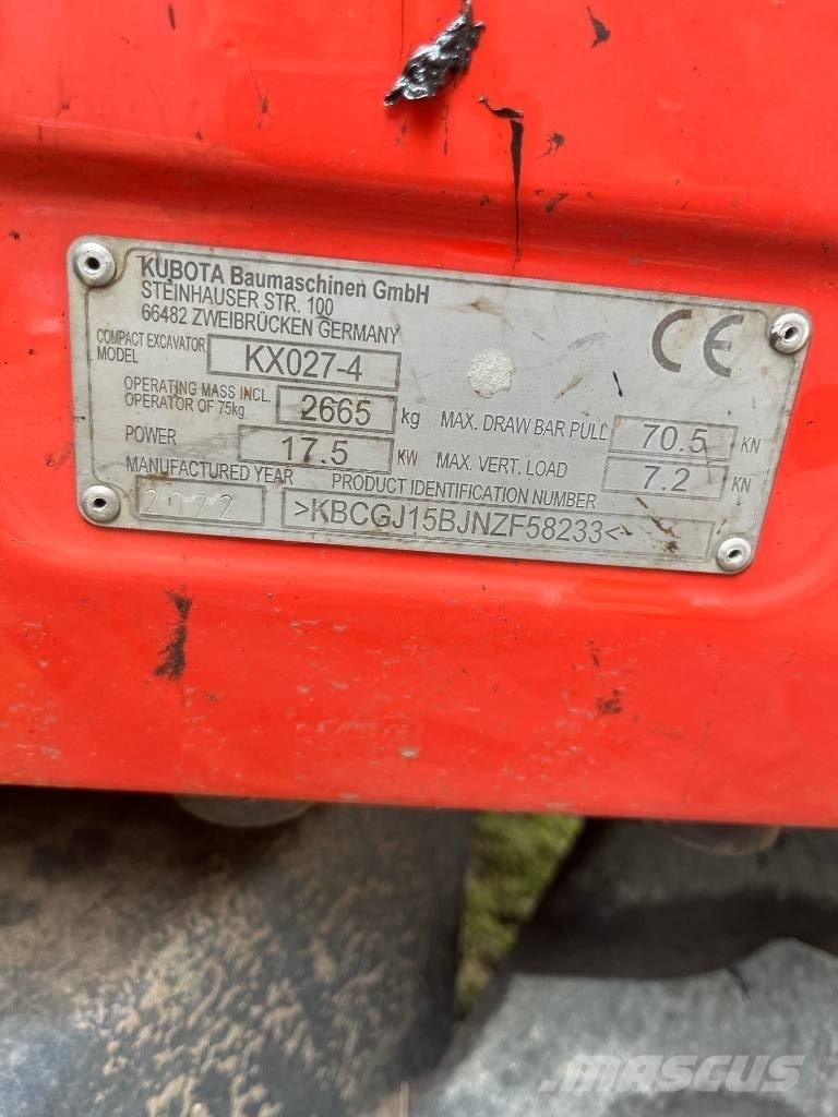 Kubota KX 027-4 Mini kotrók < 7t
