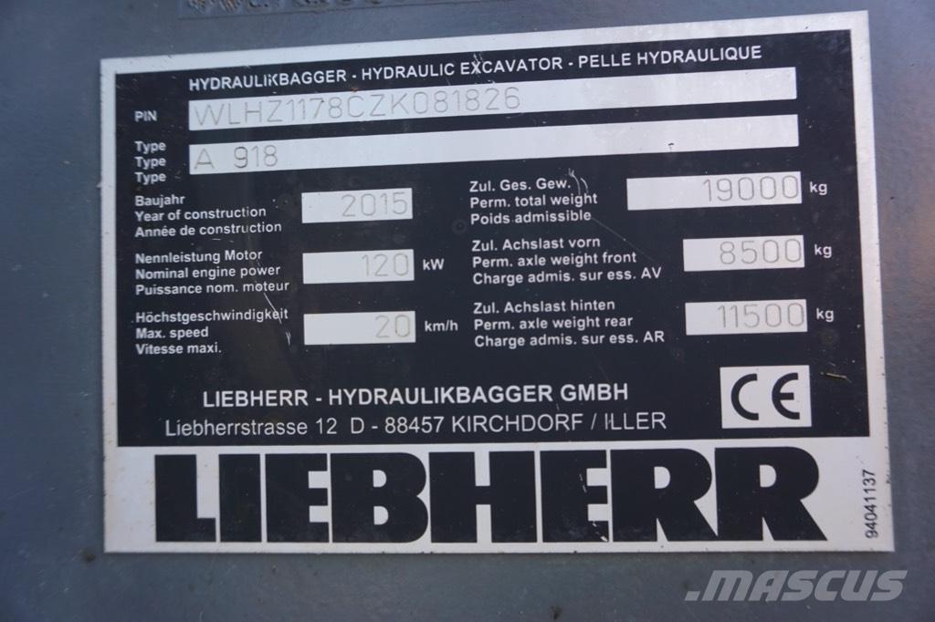 Liebherr A 918 Gumikerekes kotrók