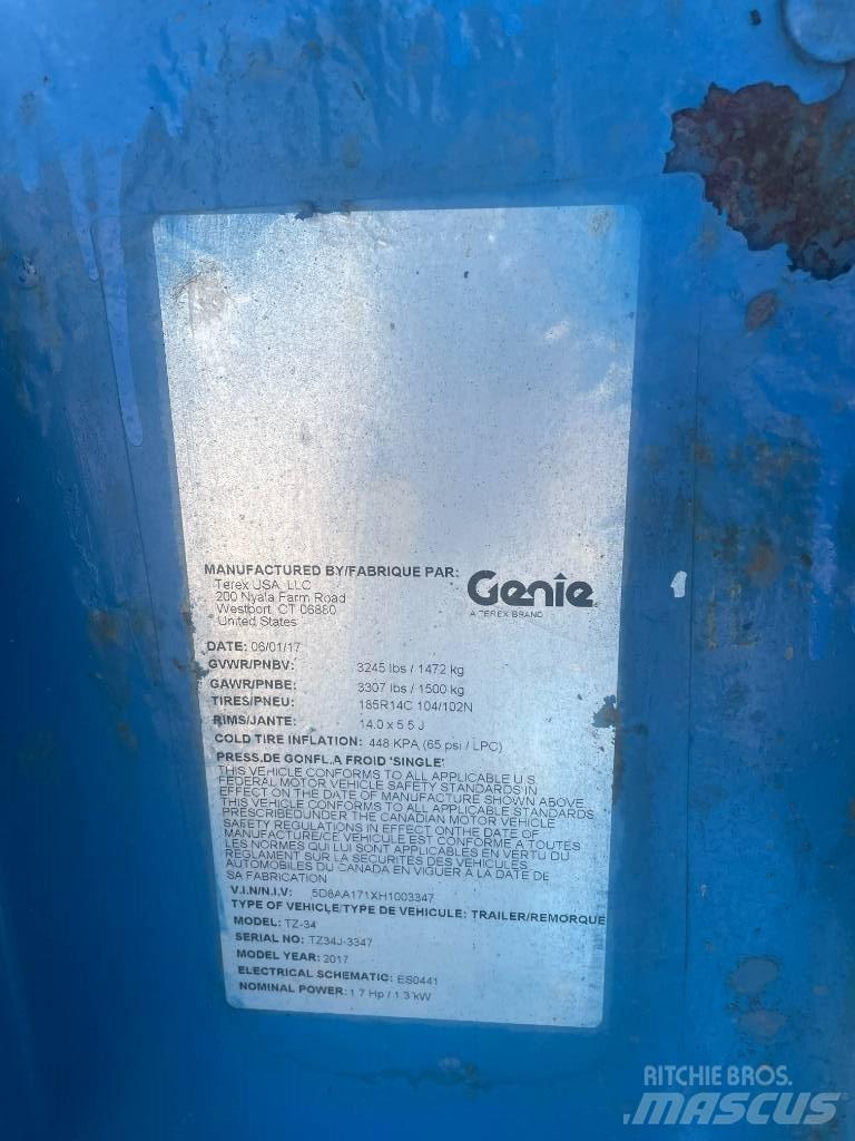 Genie TZ-34/20 Pótkocsira szerelt emelők és állványok