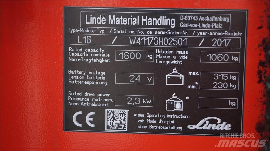 Linde L16i Gyalogkíséretű targonca