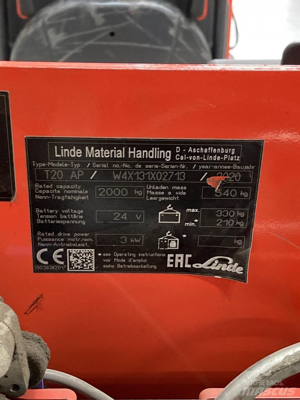 Linde T20AP kurz Alacsony emelőkocsi