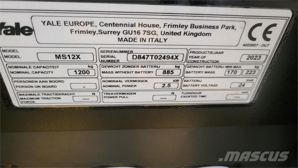 Yale MS12X Elektromos gyalogkíséretű targoncák