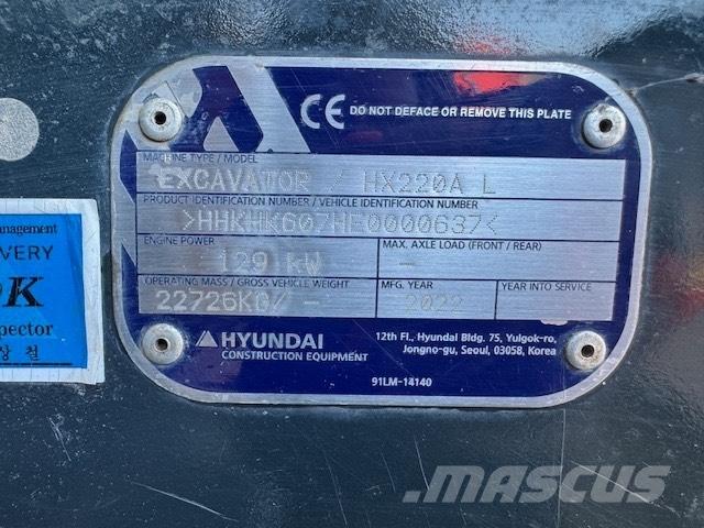 Hyundai HX 220 AL Lánctalpas kotrók