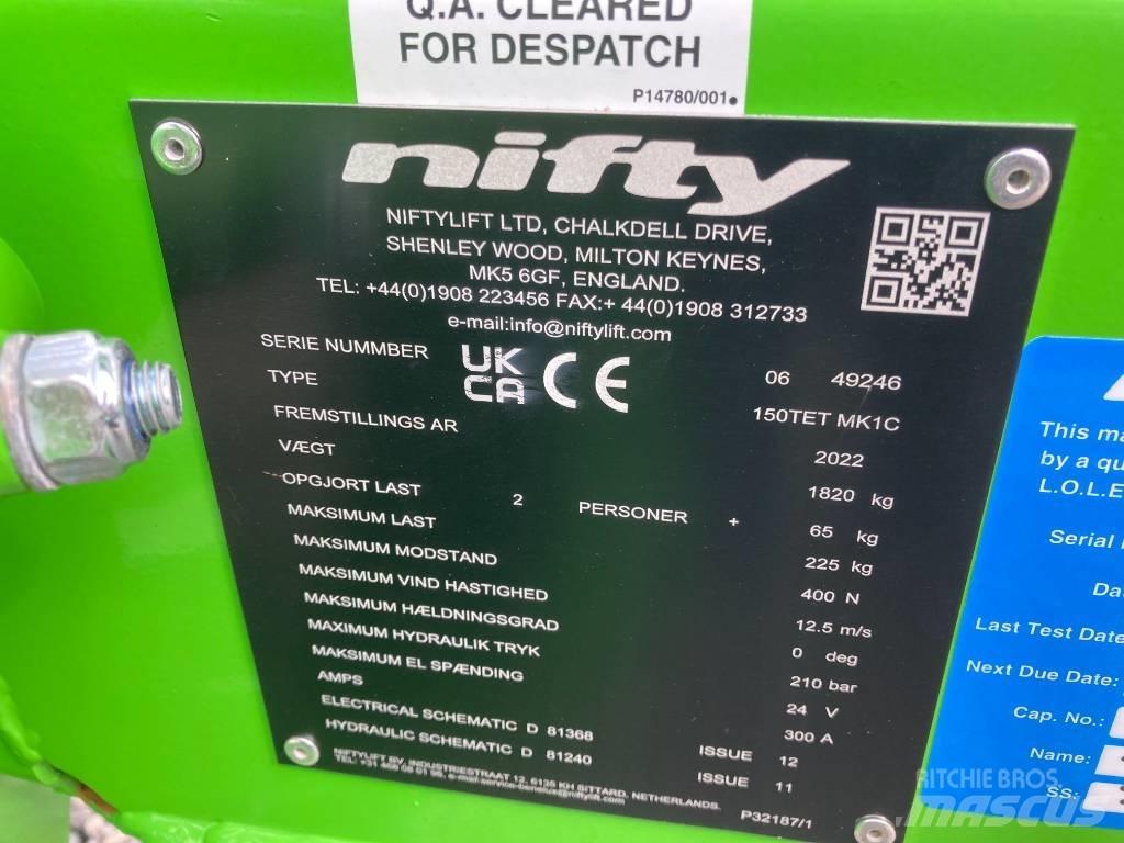 Niftylift 150TET Pótkocsira szerelt emelők és állványok