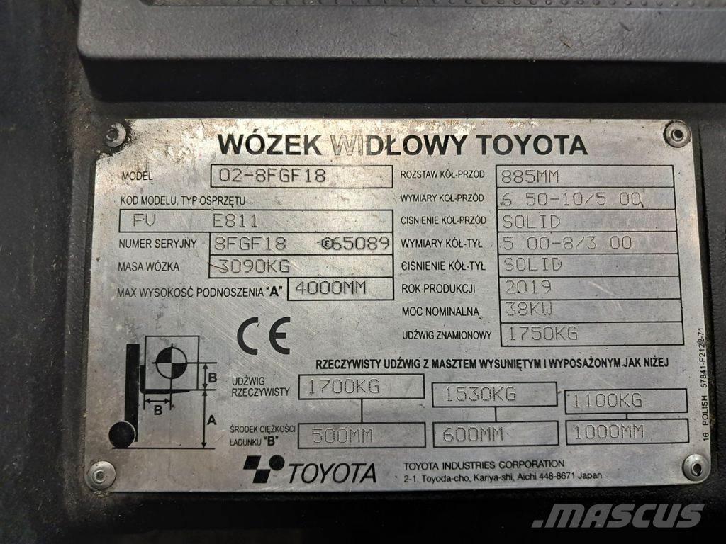 Toyota 02-8FGF18 Gázüzemű targoncák