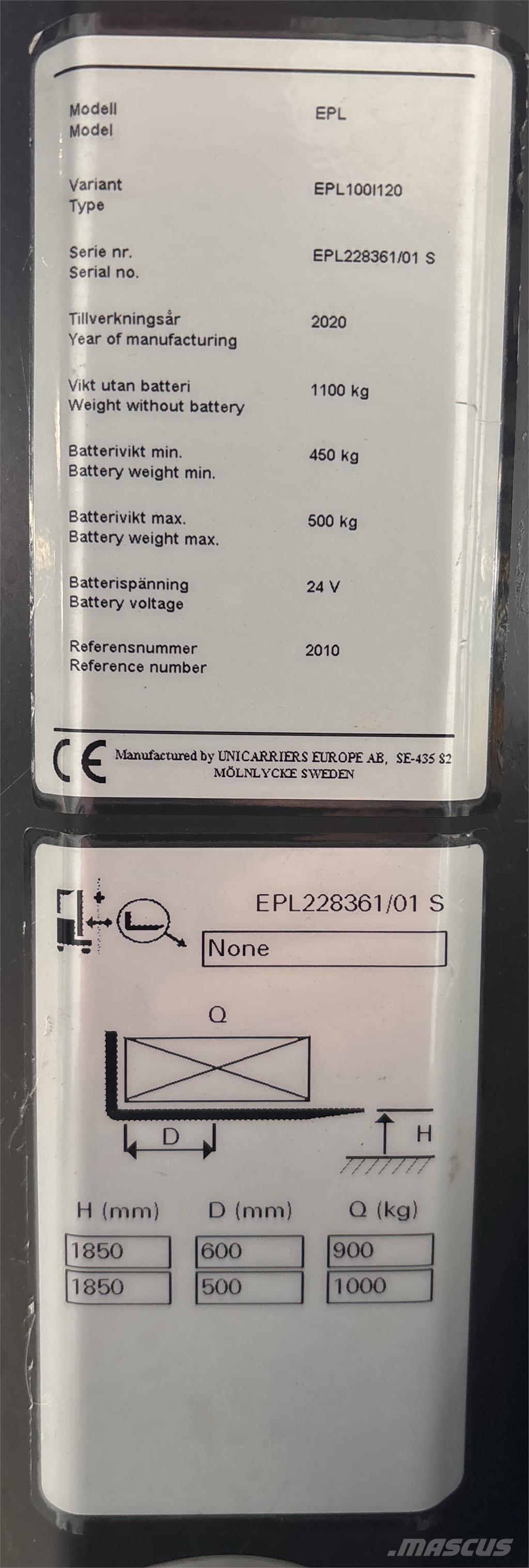 UniCarriers EPL100 Komissiózó alacsony emelésű targonca