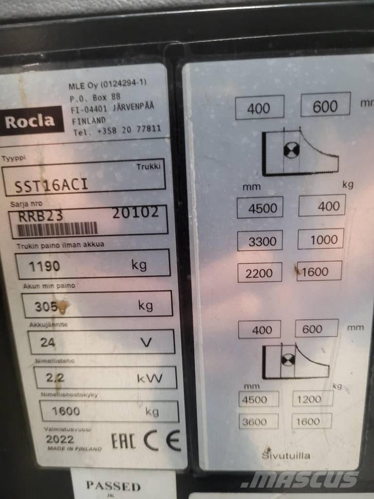 Rocla SST 16 ACI Elektromos gyalogkíséretű targoncák