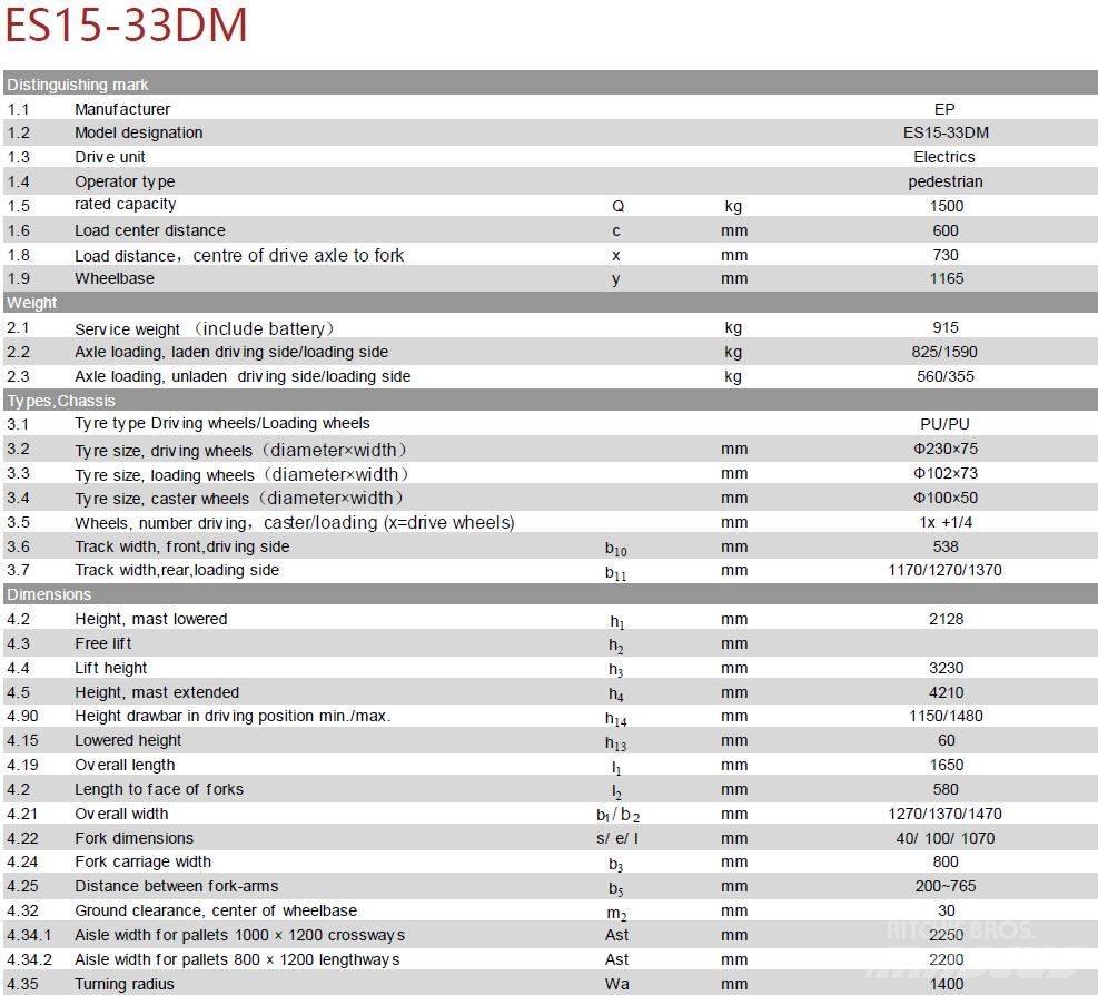 EP ES15-33DM Gyalogkíséretű targonca