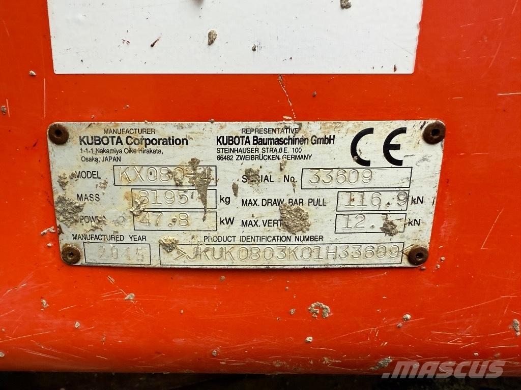 Kubota KX 080-4 Közepes (midi) kotrók 7 t - 12 t