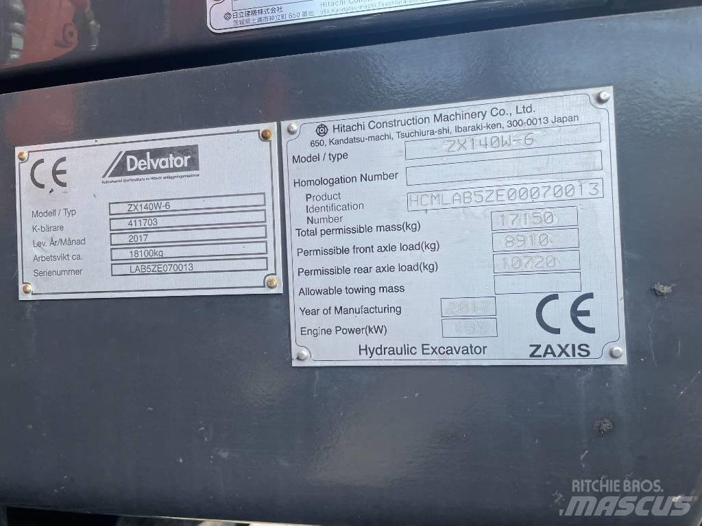 Hitachi ZX 140 W-6 Gumikerekes kotrók