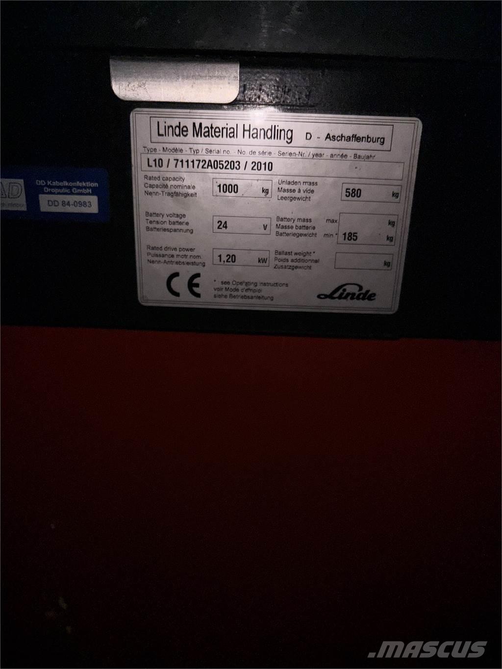 Linde L10 defekt Gyalogkíséretű targonca