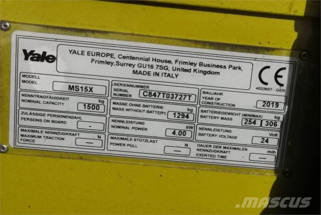 Yale MS15XSL Gyalogkíséretű targonca